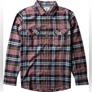 VISSLA Blue and Red Plaid Button Down Shirt